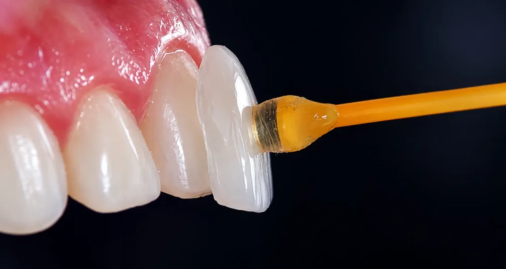 Colocación de una carilla dental en odontología estética